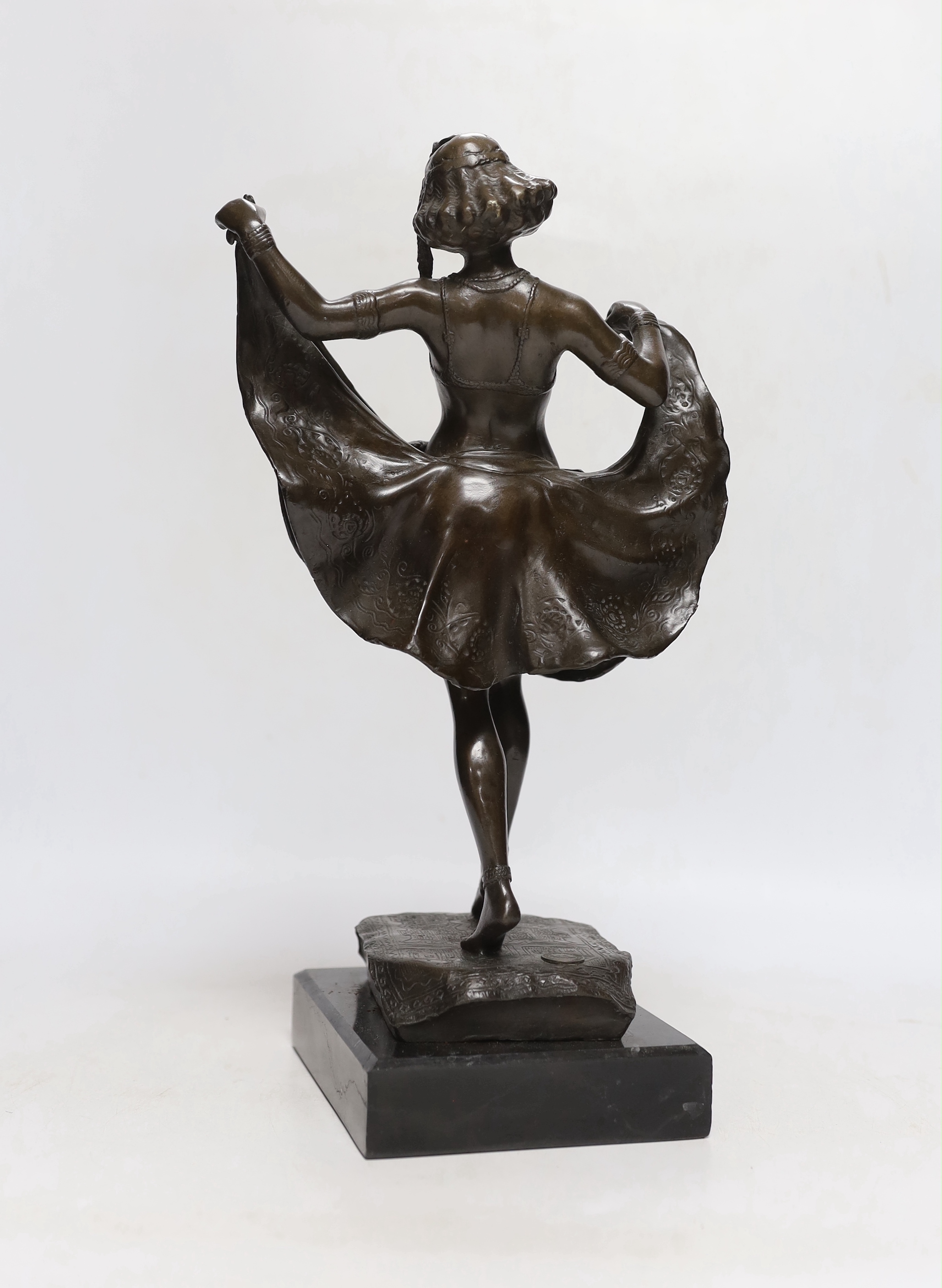 After Preiss, bronze of a girl dancer, 36cm high